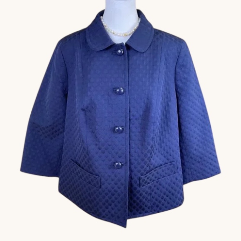 Talbots Jacket Cotton Blend Navy Plus (14W) NWT - Picture 1 of 9